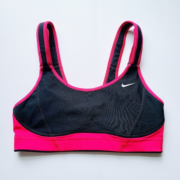 Nike Dri-Fit Swift Black / Pink High Impact Support Sports Bra Size Small - Picture 2 of 14